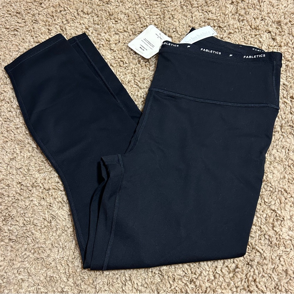 Fabletics Define High Waisted Black Leggings 7/8